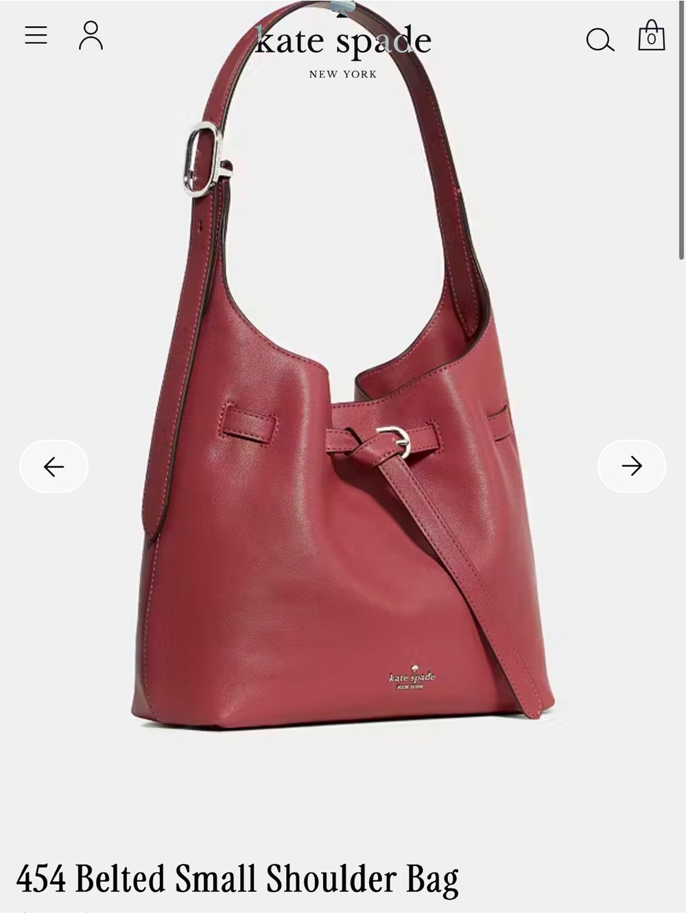 kate spade Belted Small Shoulder Bag in Berry Red Jasper